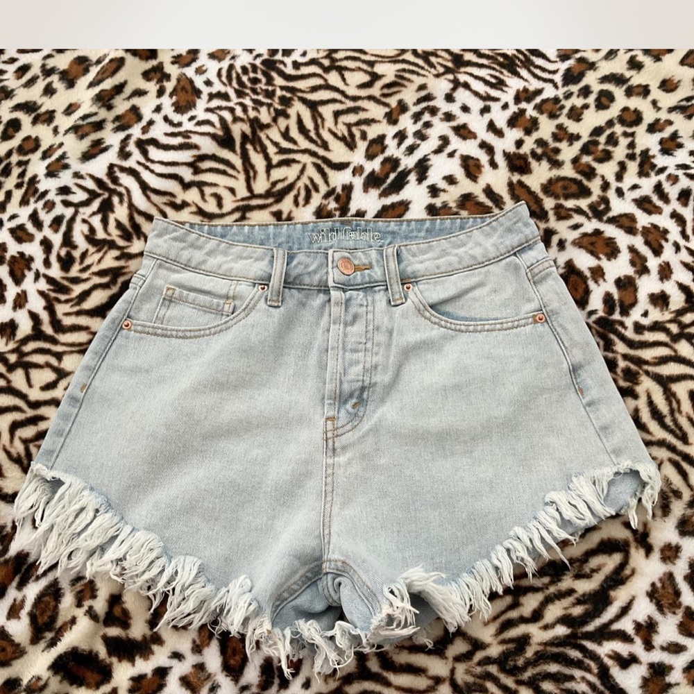 Wild Fable Light Blue Frayed Jean Shorts